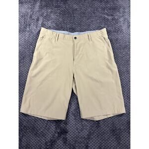 Adidas Flat Front Poly Spandex Shorts Tan Mens size 36 Golf